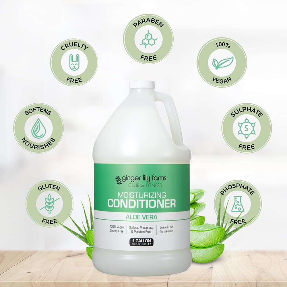 Ginger Lily Farms 1-gallon refill promotes eco-friendly, low-waste hair care routines.
