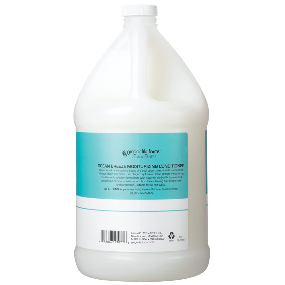 Ginger Lily Farms Club & Fitness 1-gallon refill label promotes bulk, eco-friendly lockers