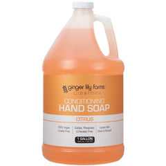 Ginger Lily Farms hand soap refill gallon front showing eco-friendly packaging.