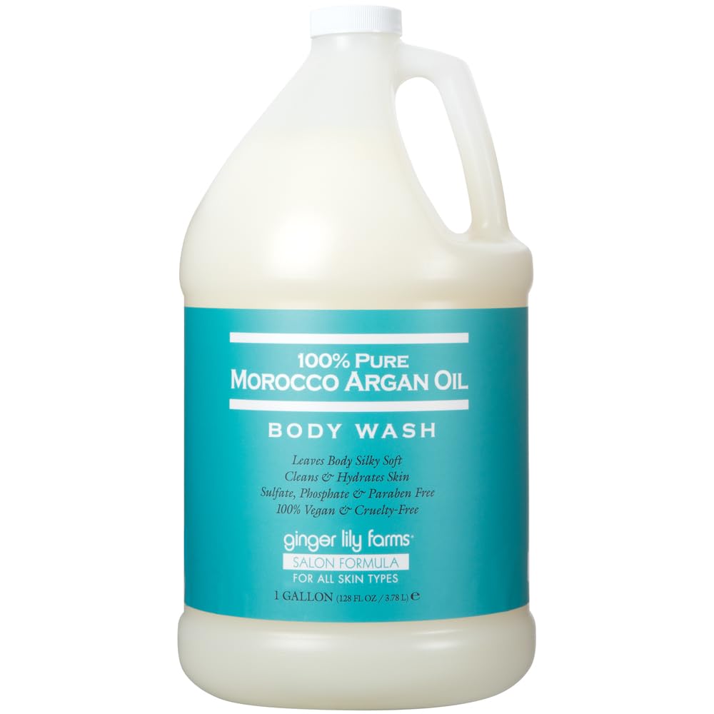 Ginger Lily Farms Salon Formula Argan Oil Body Wash bottle delivering a luxurious cleanse for silky-soft skin.