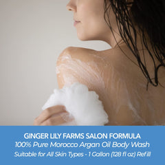 Ginger Lily Farms Salon Formula Morocco Argan Oil ingredients highlight nourishing blend for radiant skin.