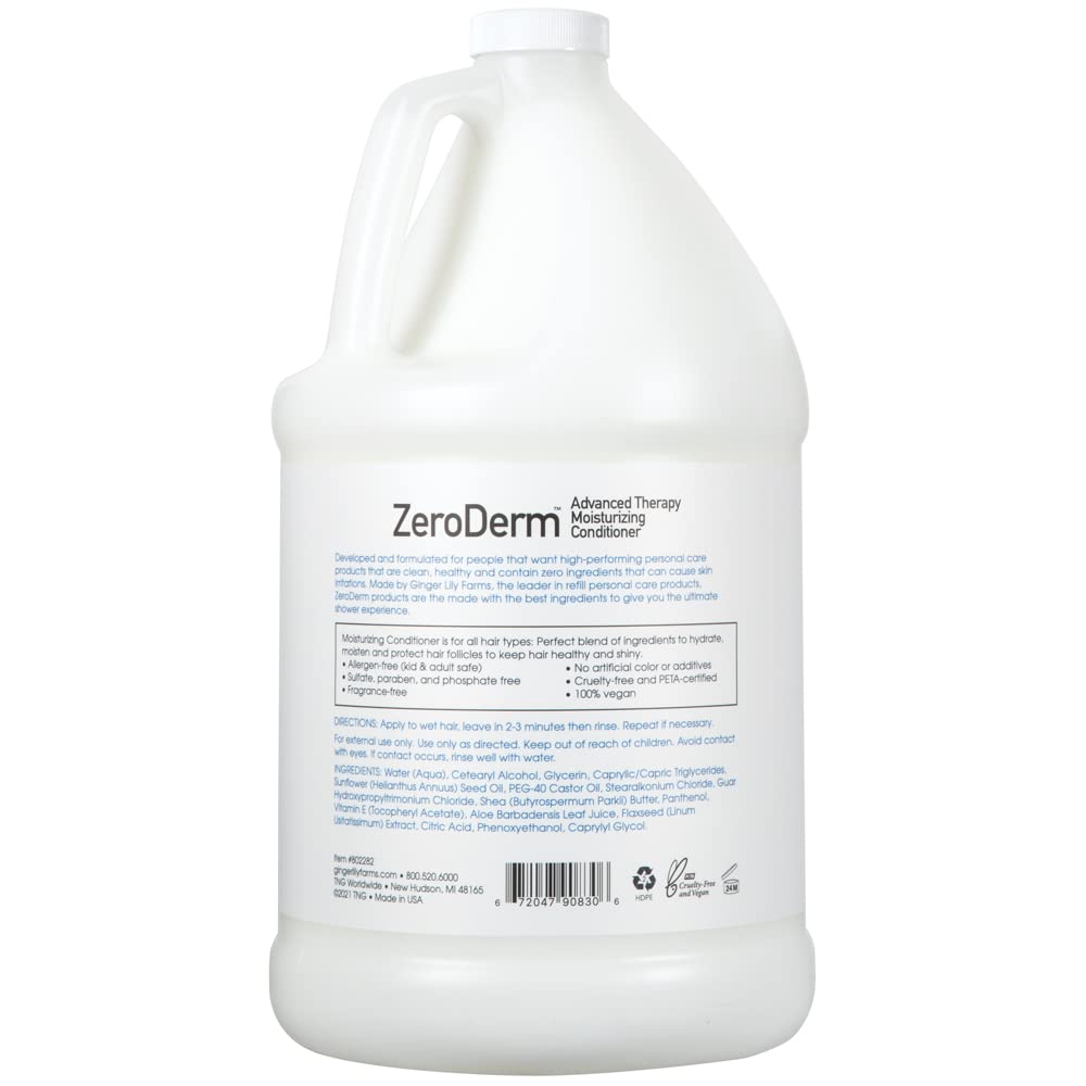 Ginger Lily Farms ZeroDerm label close-up highlighting vegan, cruelty-free formulation.