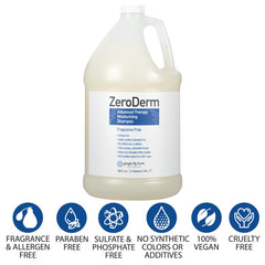 Ginger Lily Farms ZeroDerm close-up on fragrance-free formula and allergen-free benefits.