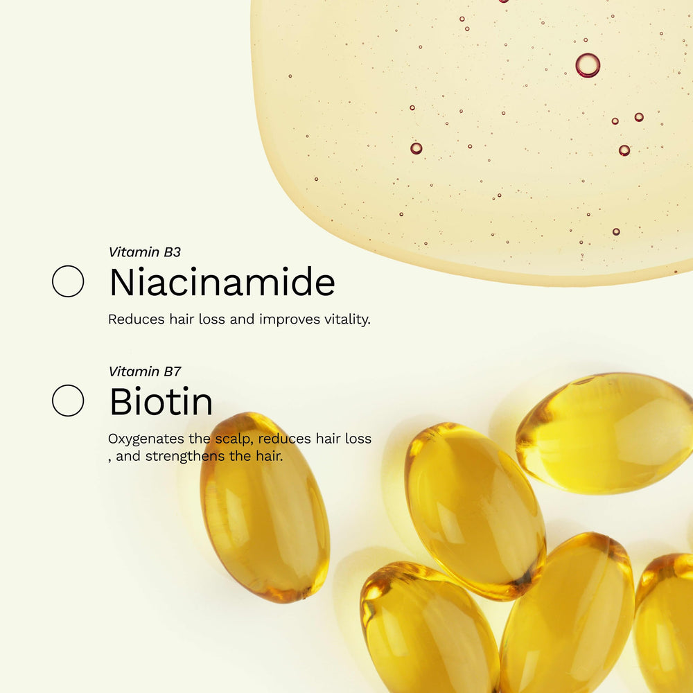 Ginger Milk Hair Growth Ampoule ingredients label emphasizes biotin and ginger.