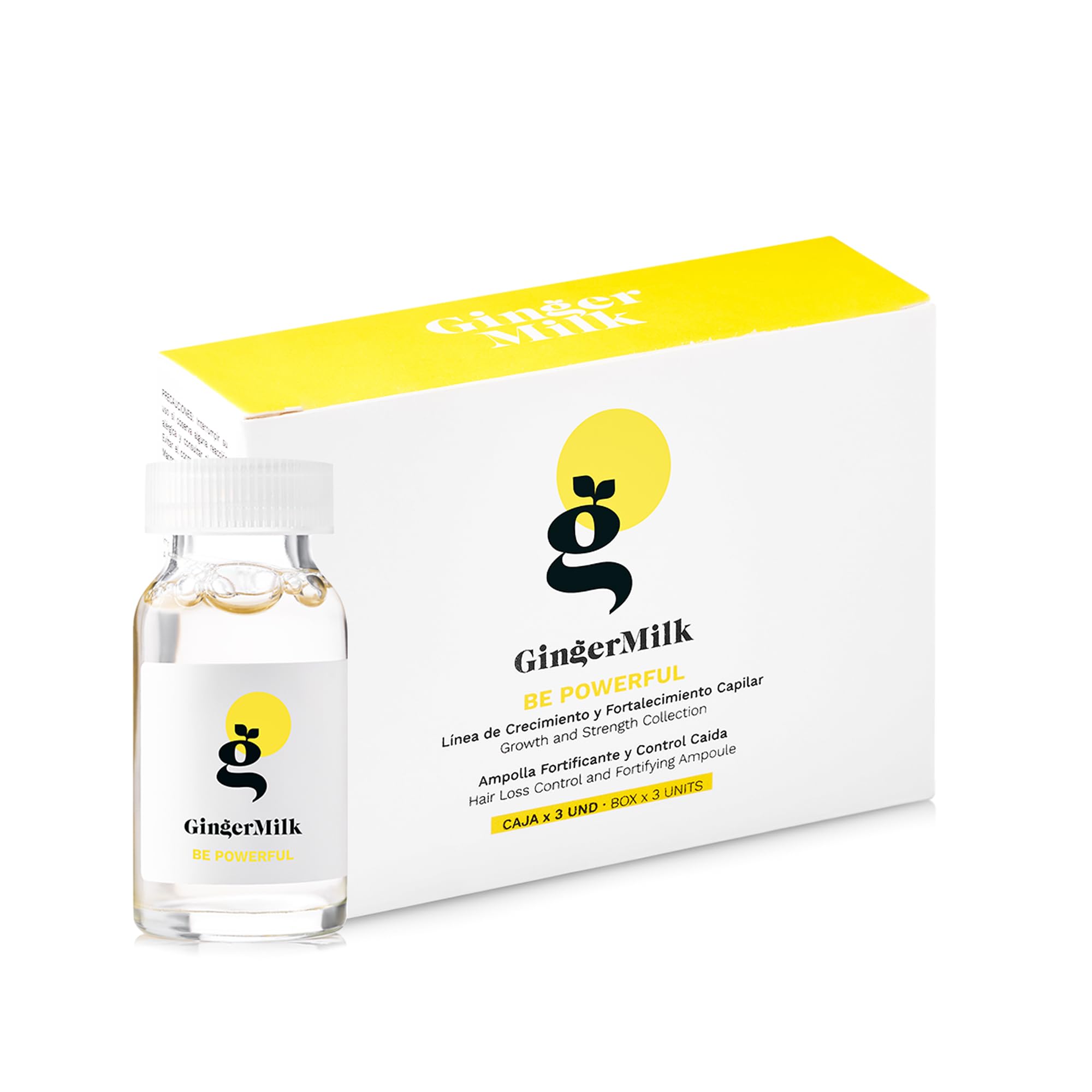Ginger Milk Hair Growth Ampoule close-up label highlights vegan, cruelty-free formulation.