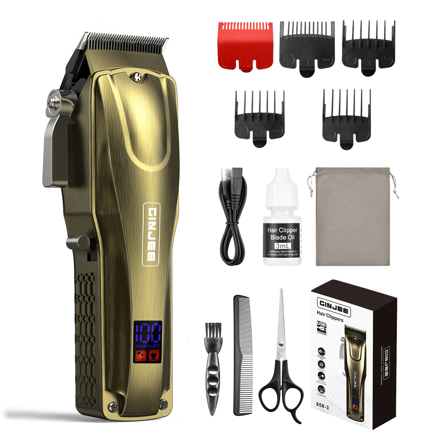 GinJee hair clippers cordless-corded mode for flexible home grooming.