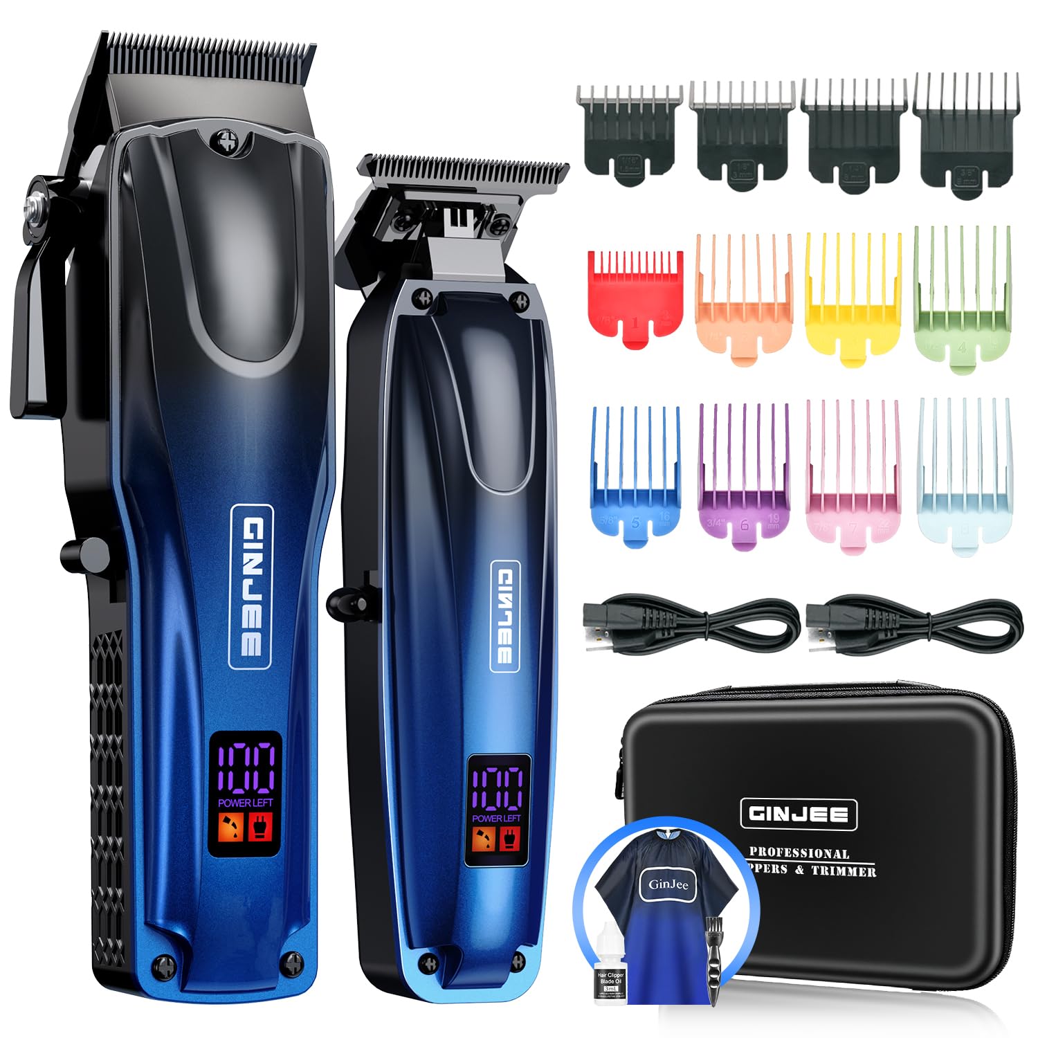GinJee professional hair clipper cordless-corded shows versatile power for precise home cuts.