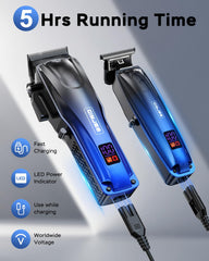 GinJee professional hair clipper LED display shows battery life for confident sessions.