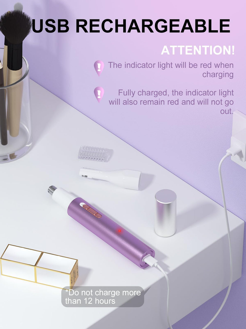Ginity 2in1 nose-trimmer close-up showing safe hypoallergenic tip for comfortable grooming