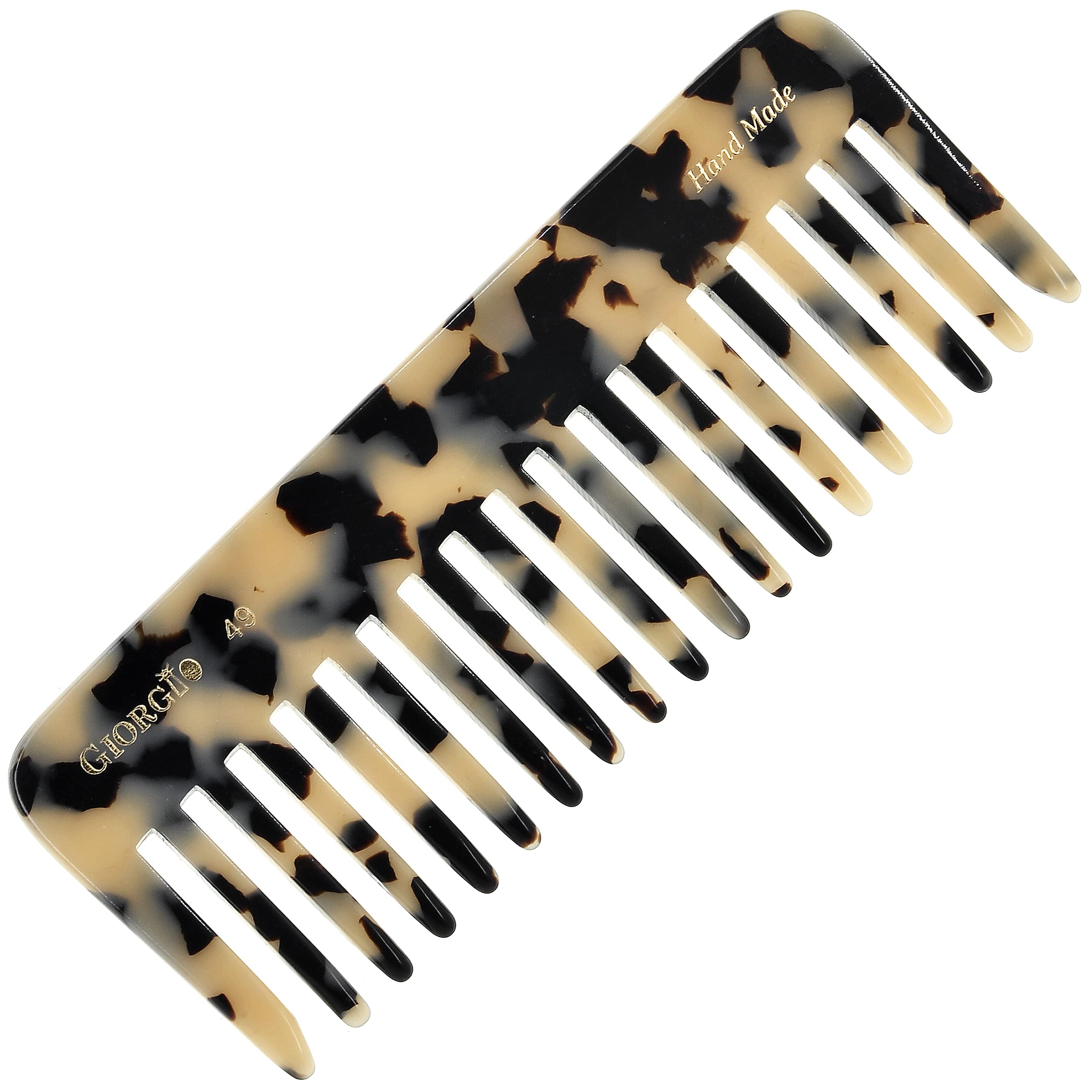 Giorgio G49 White Tokyo wide-tooth comb front view for gentle detangling of thick curls.