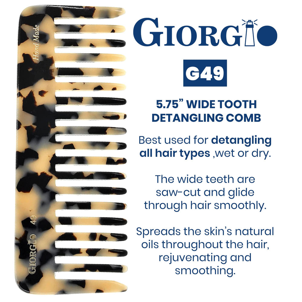Giorgio G49 White Tokyo comb side grip view shows ergonomic handle for comfortable styling.