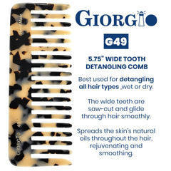 Giorgio G49 White Tokyo comb side grip view shows ergonomic handle for comfortable styling.