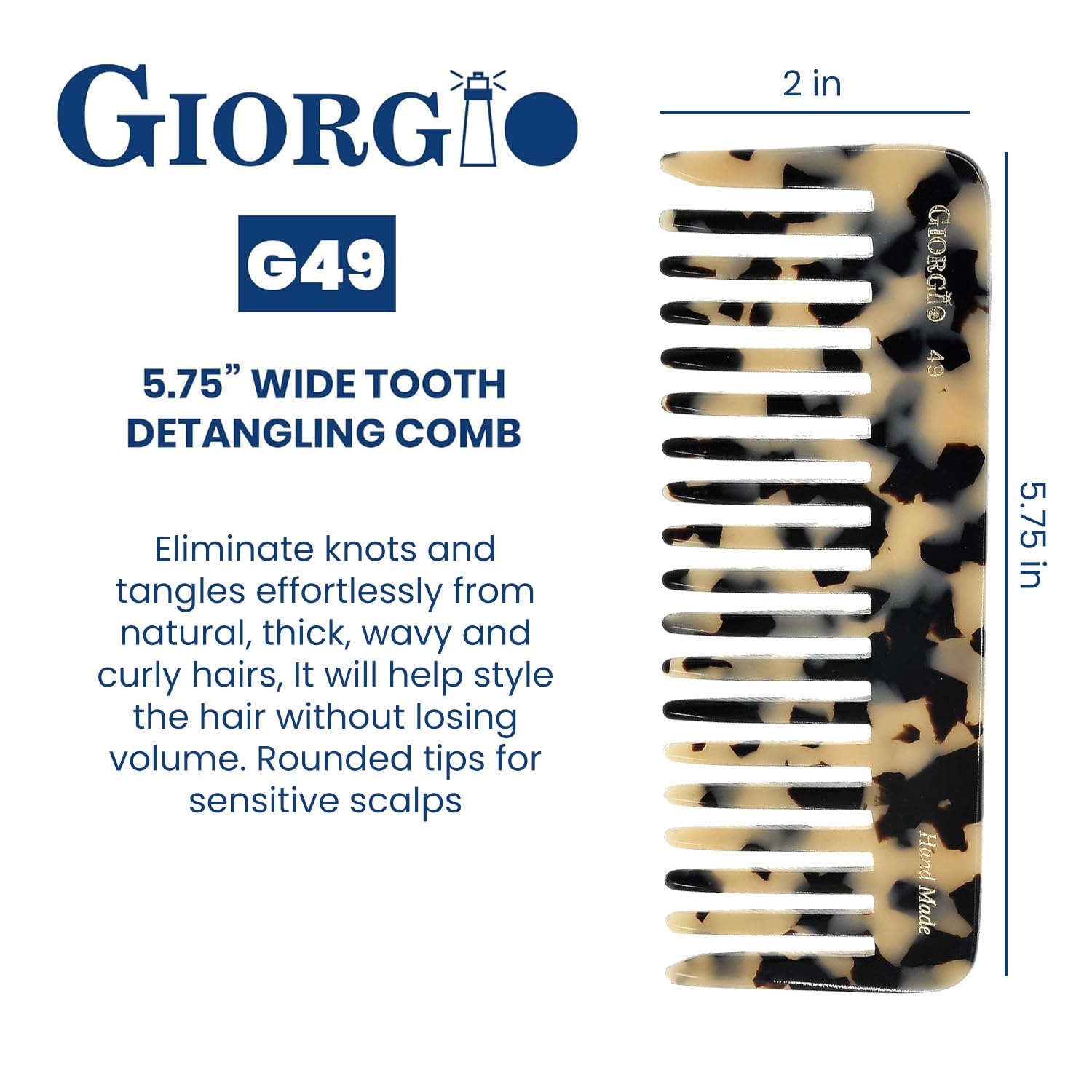 Giorgio G49 White Tokyo wide-tooth teeth close-up highlights saw-cut precision and smooth edges.