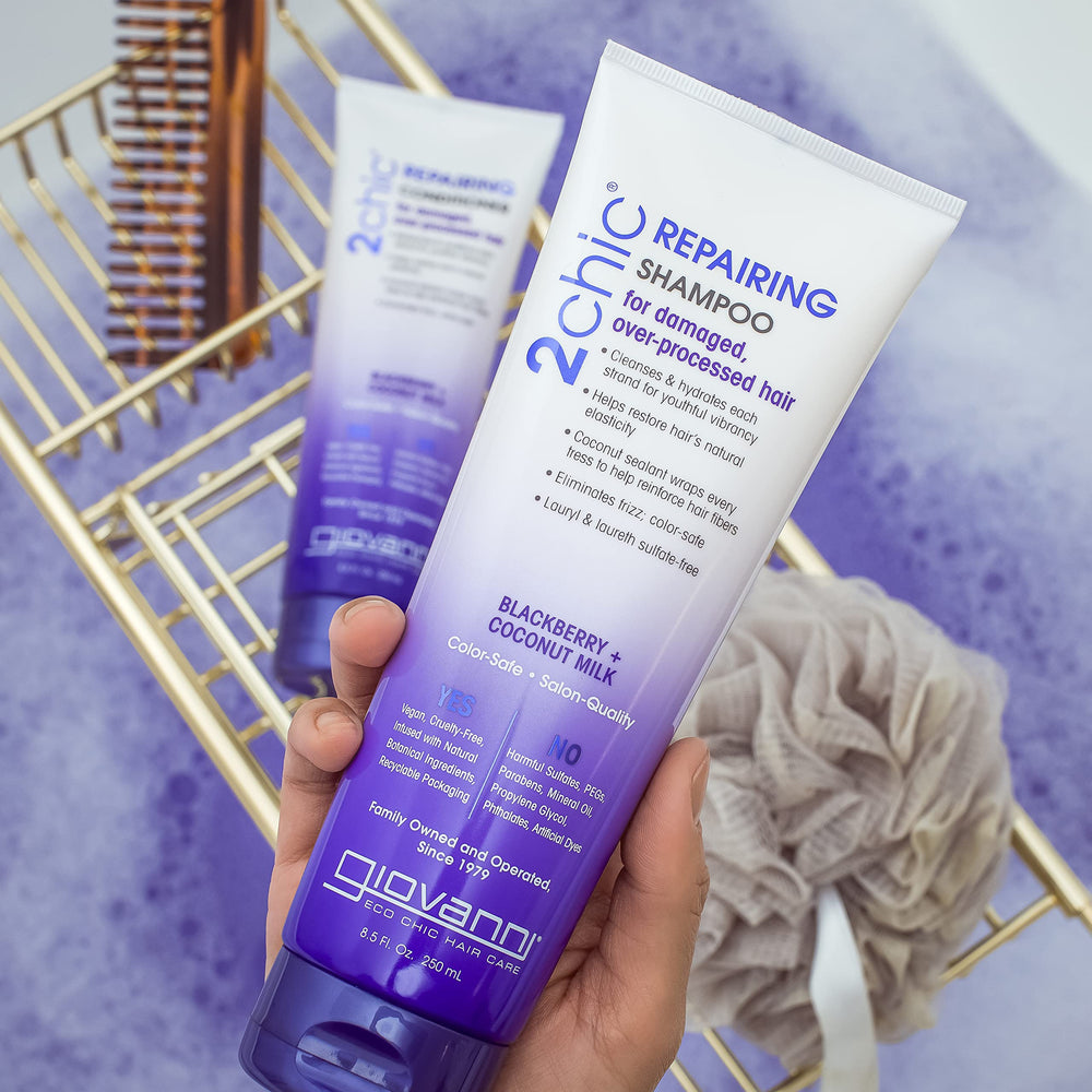 GIOVANNI 2chic color-safe formula promotes vibrant, long-lasting color protection.