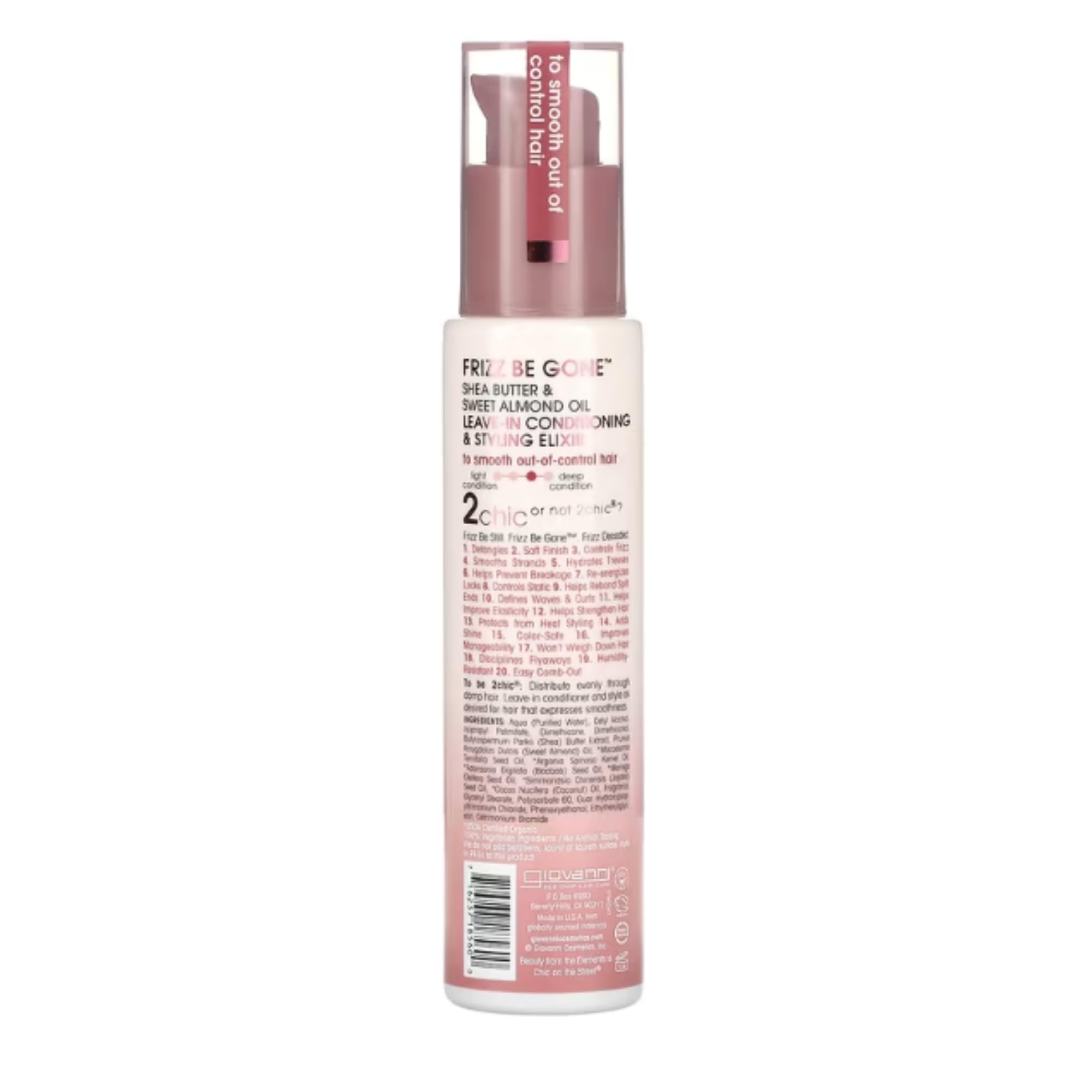 Giovanni 2chic Leave-In Elixir applied to damp hair for frizz control.