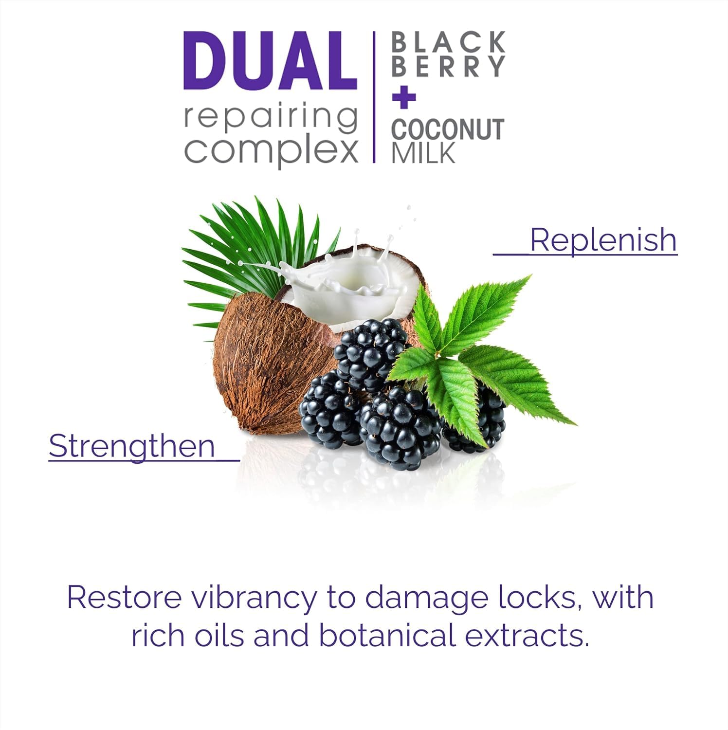GIOVANNI 2chic Repairing Super Potion blackberry essence close-up emphasizes rich nourishment for color-treated hair.
