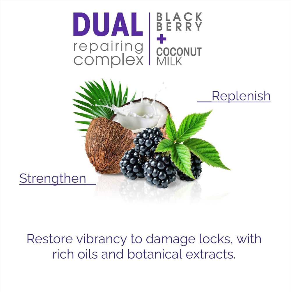 GIOVANNI 2chic Repairing Super Potion blackberry essence close-up emphasizes rich nourishment for color-treated hair.