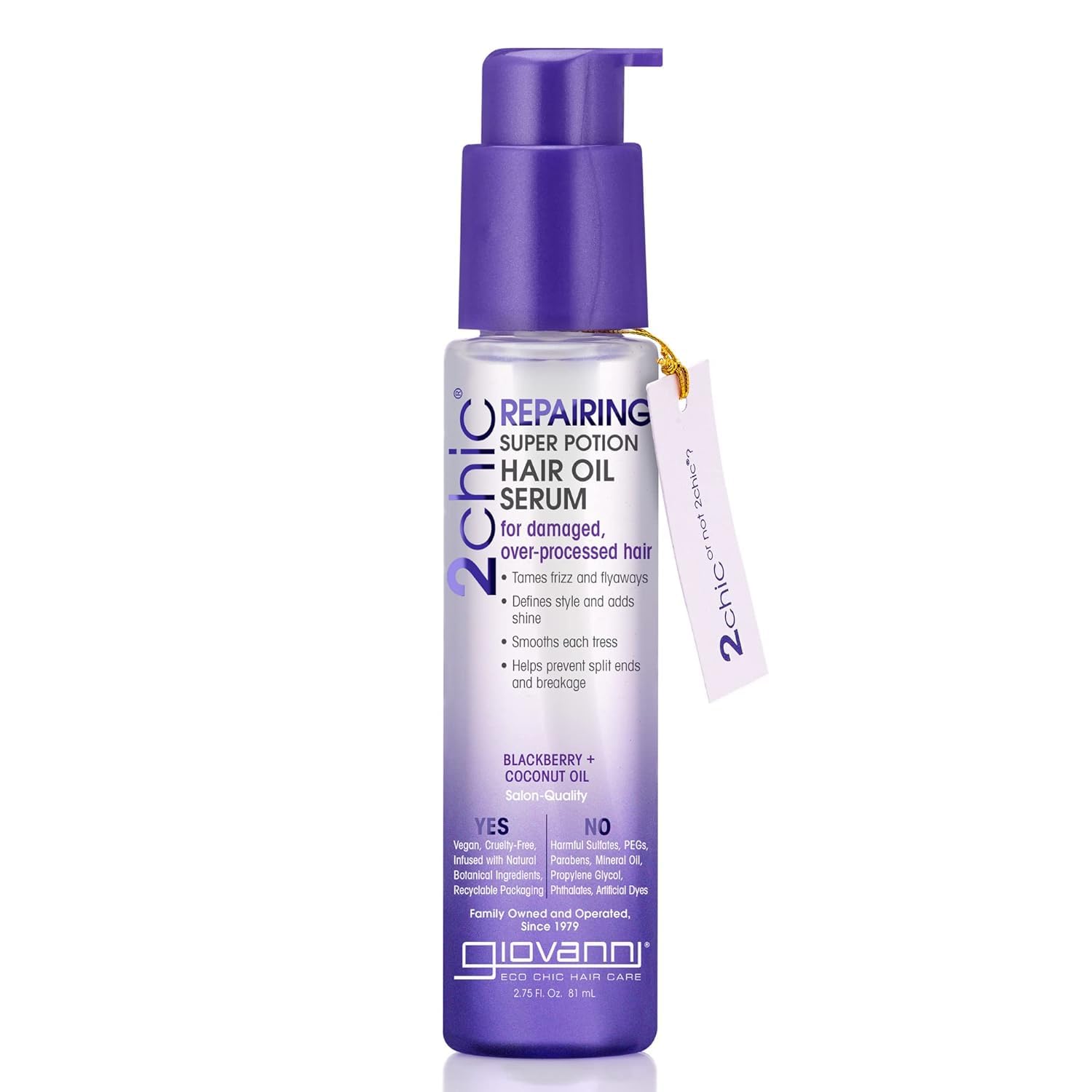 GIOVANNI 2chic Repairing Super Potion bottle pour demonstrates easy application for smooth, shiny hair.