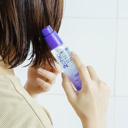 GIOVANNI 2chic Repairing Super Potion serum being applied to damp hair demonstrates frizz control.