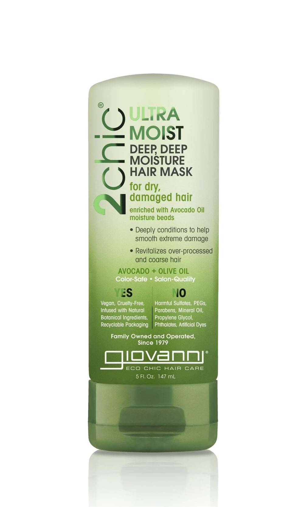 Giovanni 2chic Ultra Moist mask tube close-up showing creamy conditioning for deep hydration