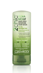 Giovanni 2chic Ultra Moist mask tube close-up showing creamy conditioning for deep hydration