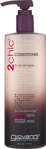 GIOVANNI 2chic bottle with pump demonstrates deep-moisture for smooth, frizz-free hair.