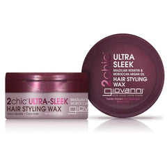 GIOVANNI 2chic Ultra Sleek wax bottle shows strong hold for lasting style and anti-frizz control.
