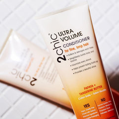 Giovanni 2chic Ultra-Volume conditioner salon-inspired packaging communicates premium, eco-conscious branding
