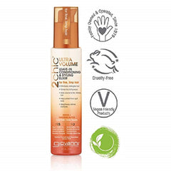 Giovanni 2chic Ultra-Volume Leave-In ingredients close-up highlights papaya-tangerine blend