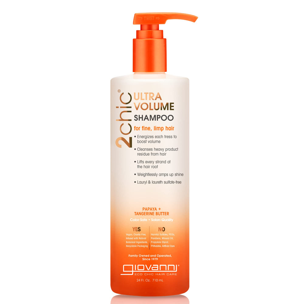 GIOVANNI 2chic Ultra-Volume Shampoo bottle delivers weightless volume for fine hair.