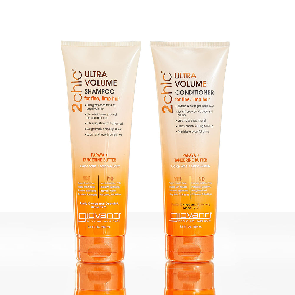 GIOVANNI 2chic Ultra-Volume Shampoo dual-formula visual hints detangling and body.