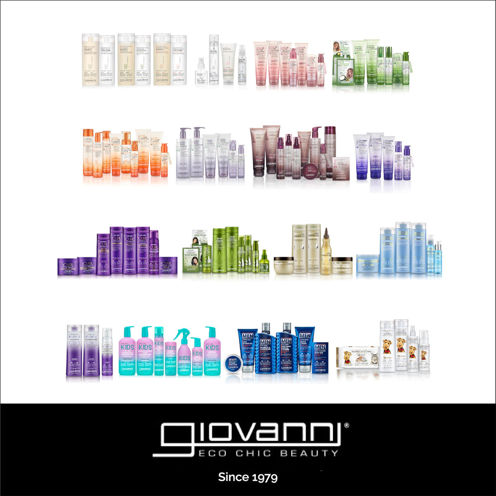 Giovanni 50:50 Balanced Shampoo pump-dispense image demonstrates easy, mess-free cleansing.