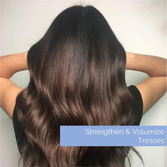GIOVANNI Biotin and Collagen Shampoo lather application showing smoothing and frizz control while cleansing