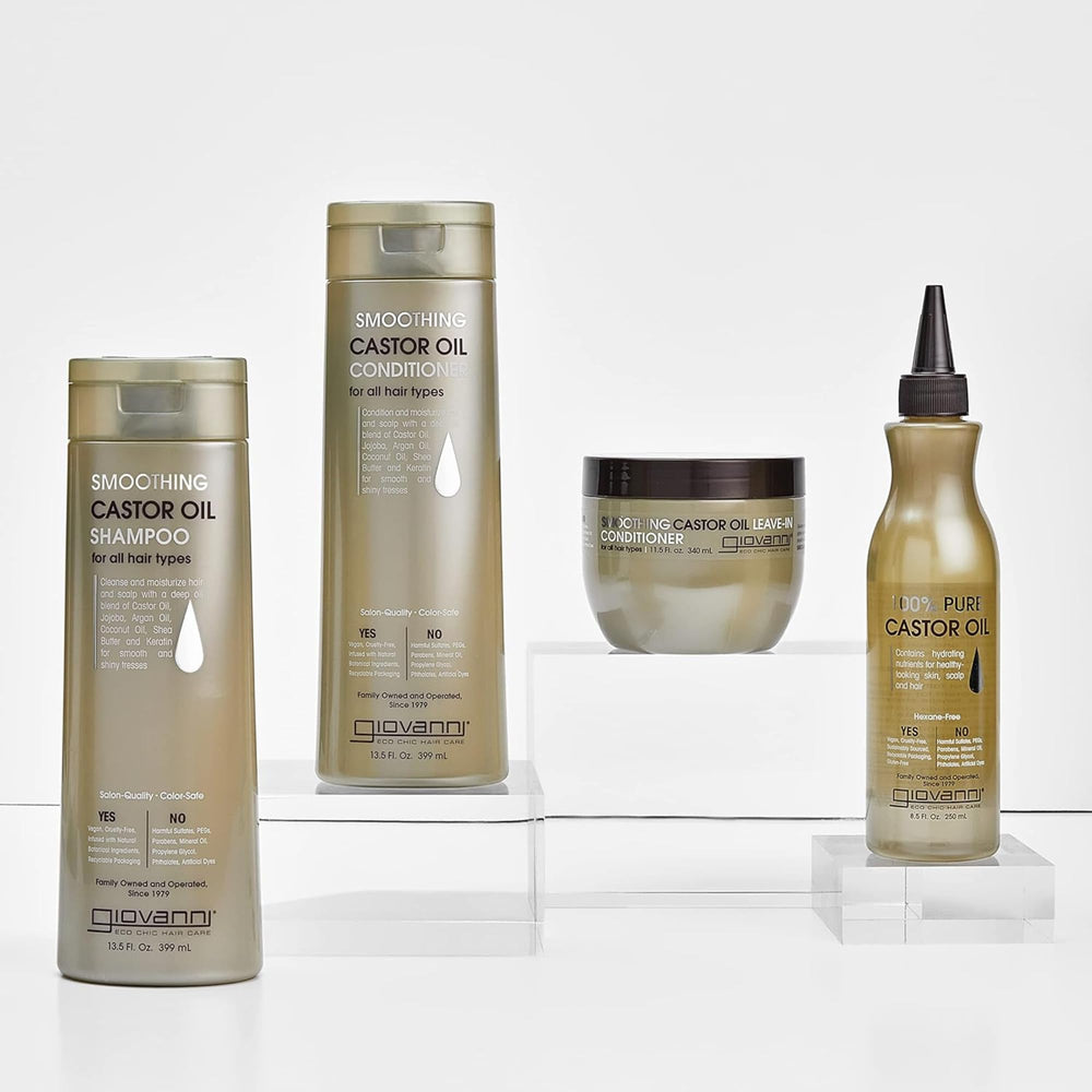 GIOVANNI conditioner applied to wet hair for smoothing.