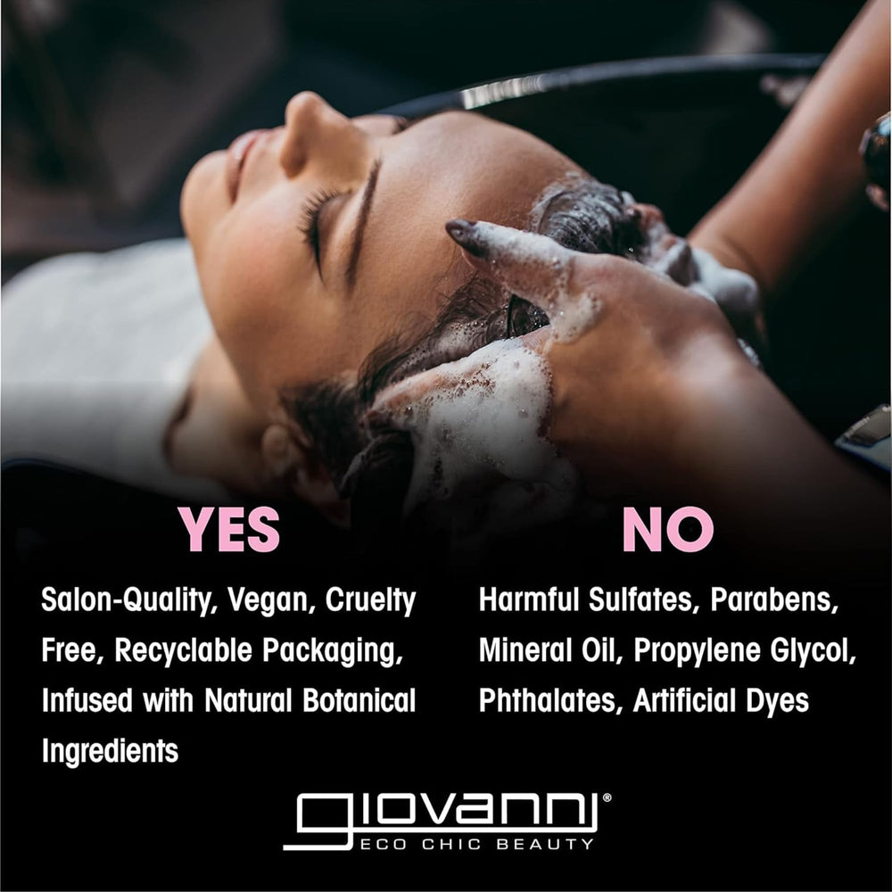 GIOVANNI conditioner texture close-up shows creamy, nourishing consistency.
