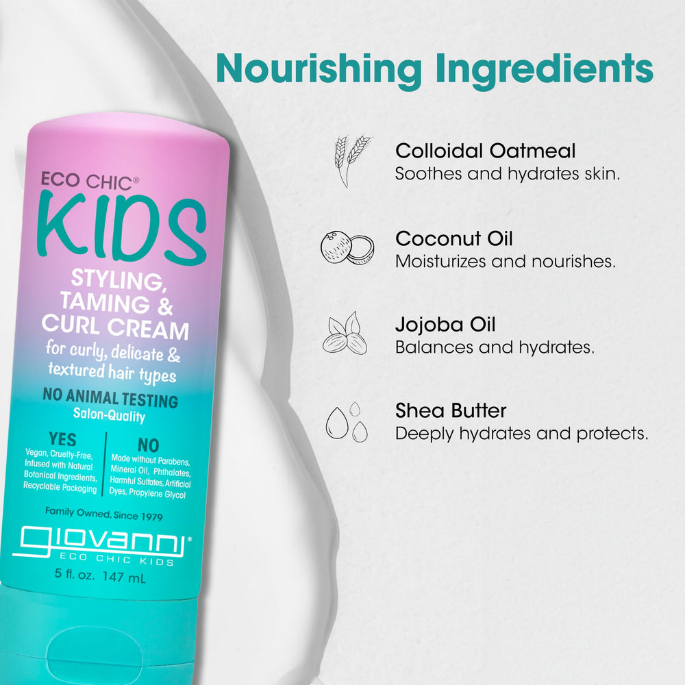 GIOVANNI Eco Chic Kids Styling Cream hands applying for defined curls