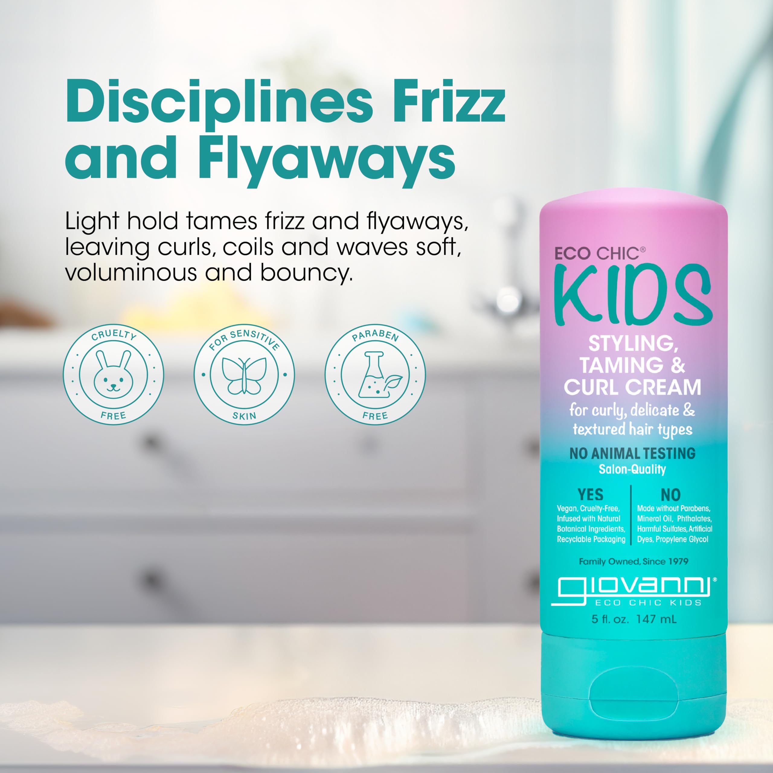 GIOVANNI Eco Chic Kids Styling Curl Cream curly-hair-finish provides soft frizz control
