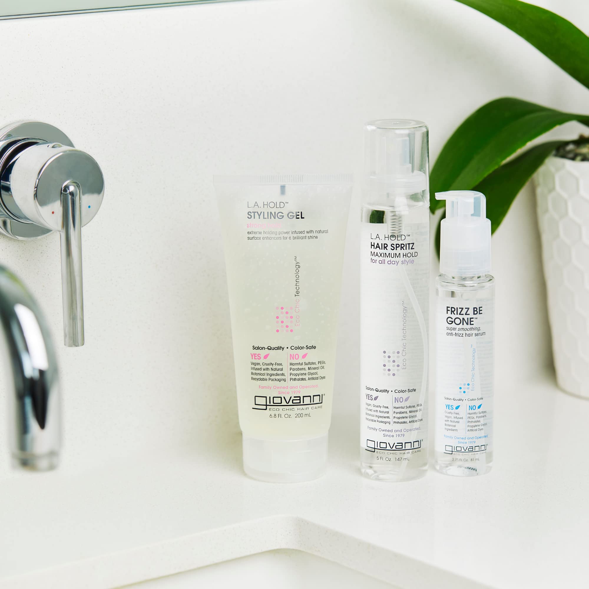 GIOVANNI L.A. Hold Hair Spritz color-safe-shine preserves vibrancy with added gloss.