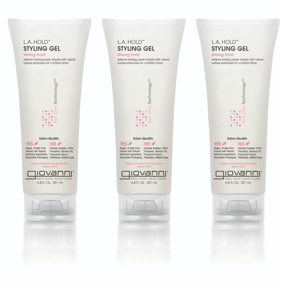 GIOVANNI LA Hold Styling Gel bottle offers strong, long-lasting hold for any hair type.