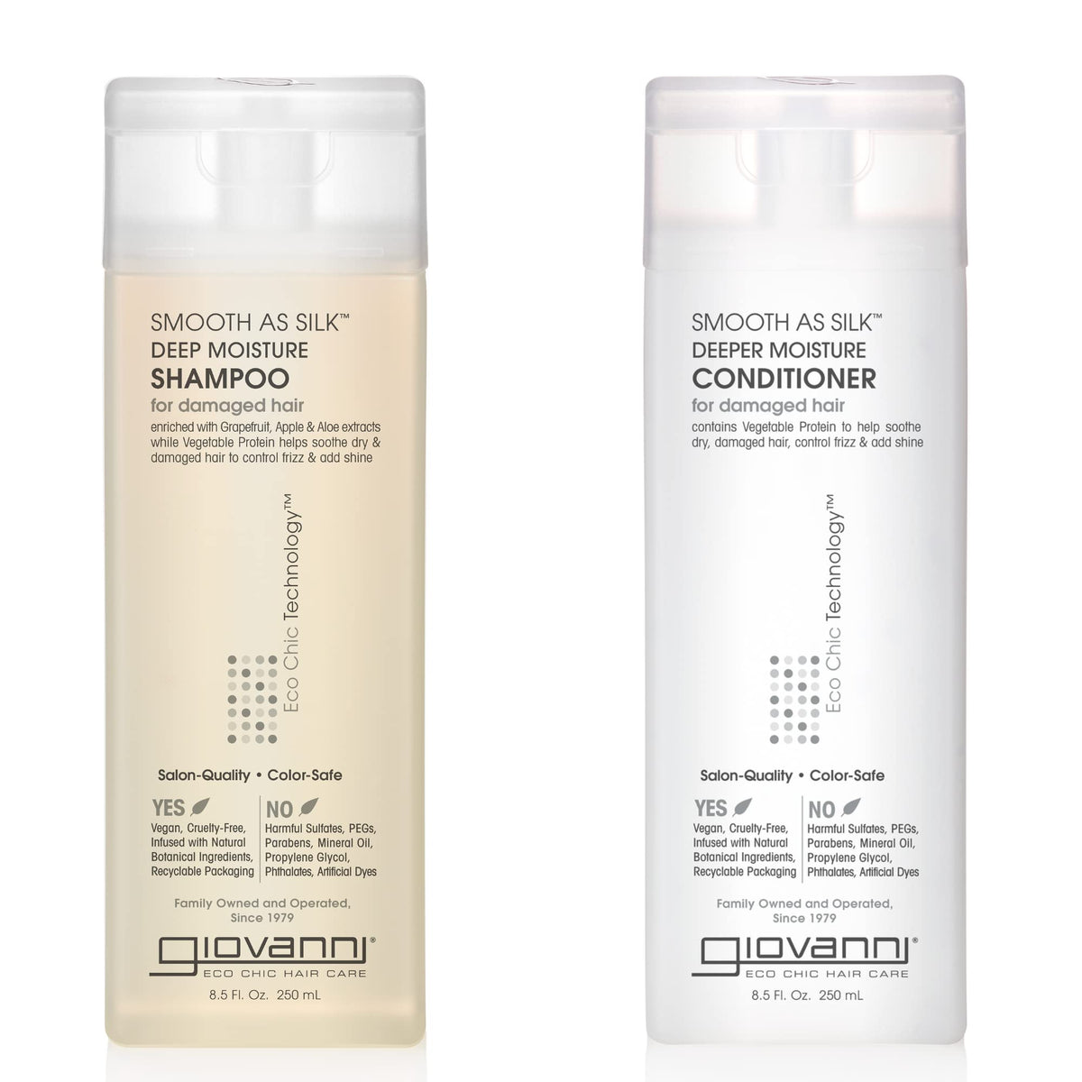 GIOVANNI Smooth as Silk Deeper Moisture Shampoo bottle supports frizz control