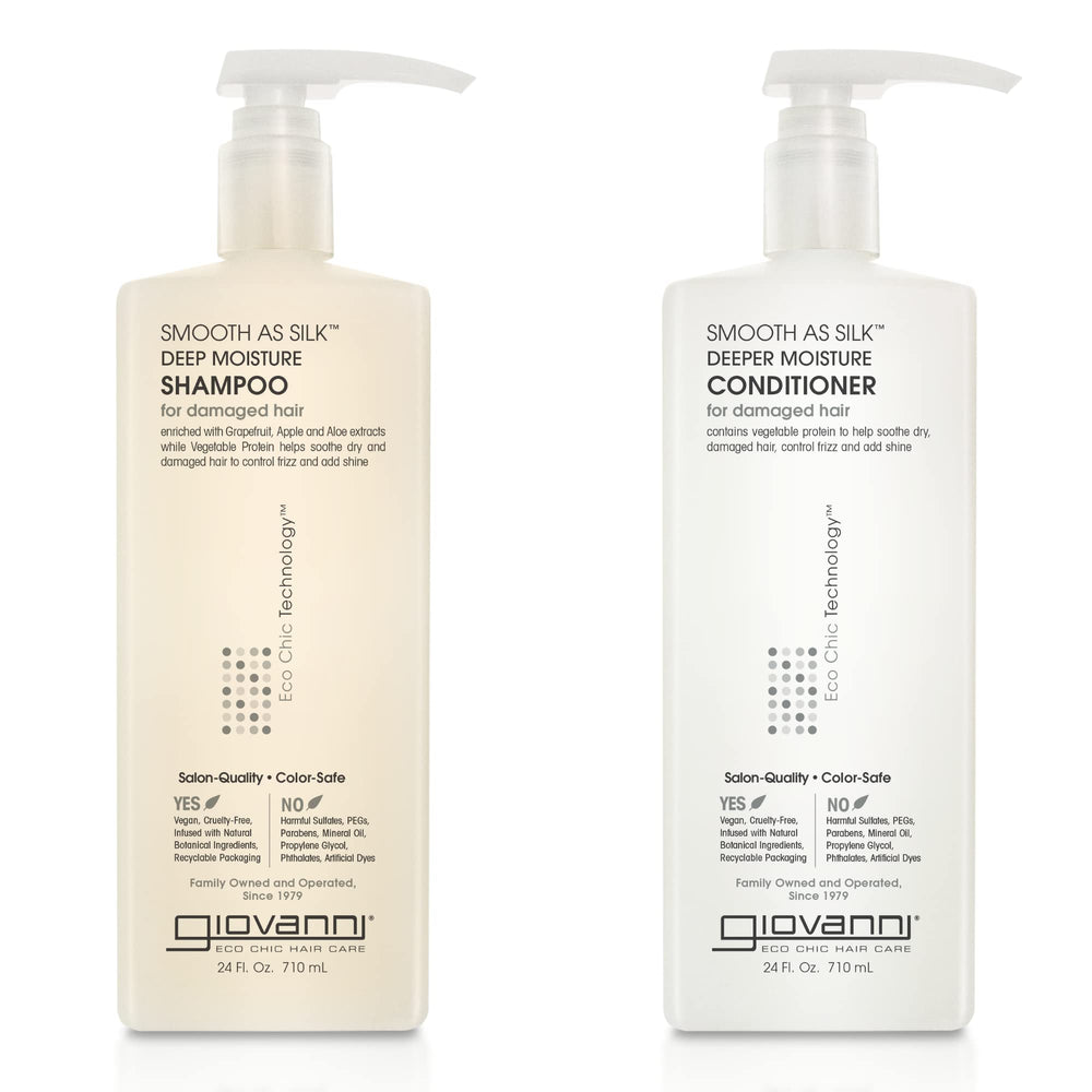 Giovanni Smooth as Silk Deeper Moisture Shampoo bottle for detangling and hydration