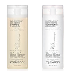 GIOVANNI Smooth as Silk Deeper Moisture Shampoo bottle supports frizz control