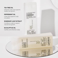 GIOVANNI Tea Tree Triple Treat conditioner front view supports soft defined curls