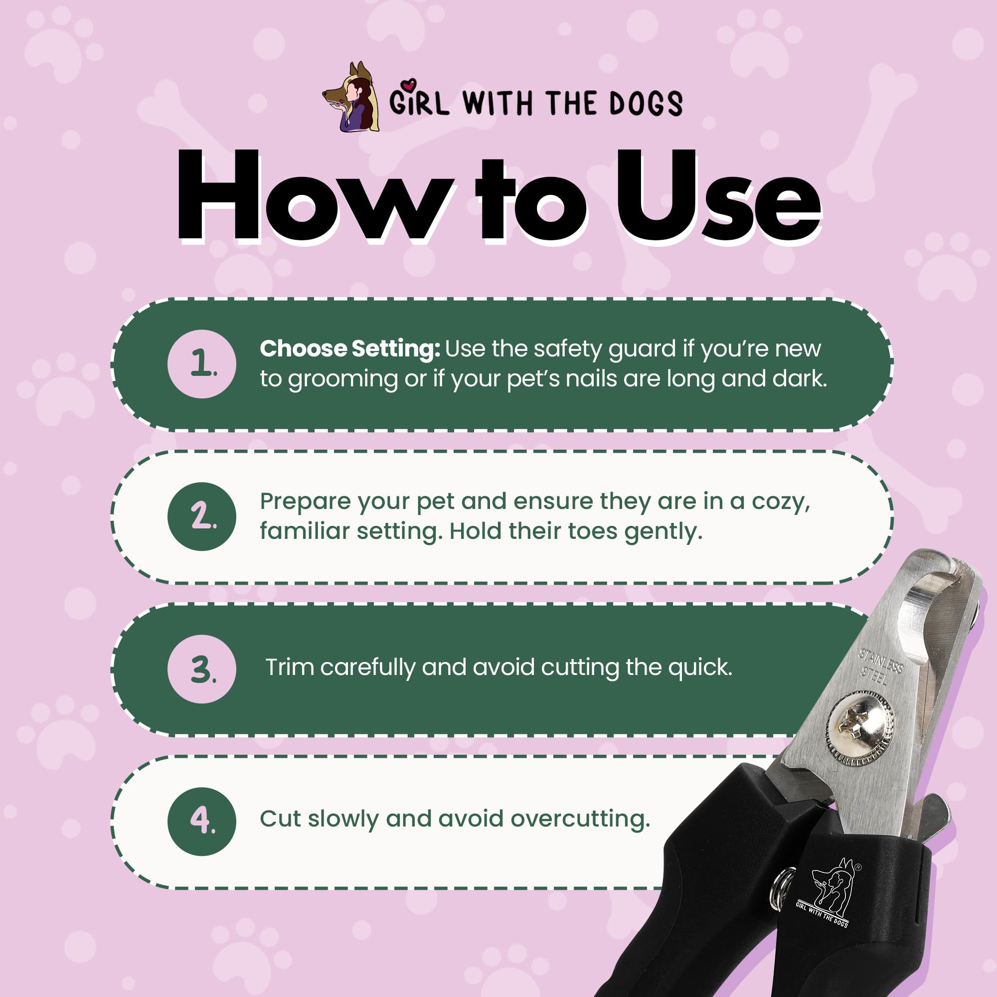 Girl With The Dogs pet nail clippers durable design for long-lasting grooming sessions.