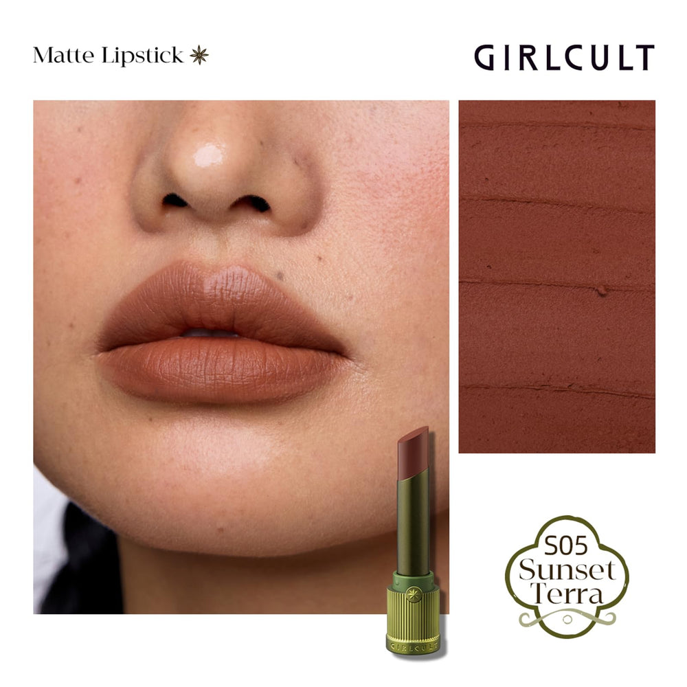 GIRLCULT Matte Lipstick S05 swatches showing rich pigment range