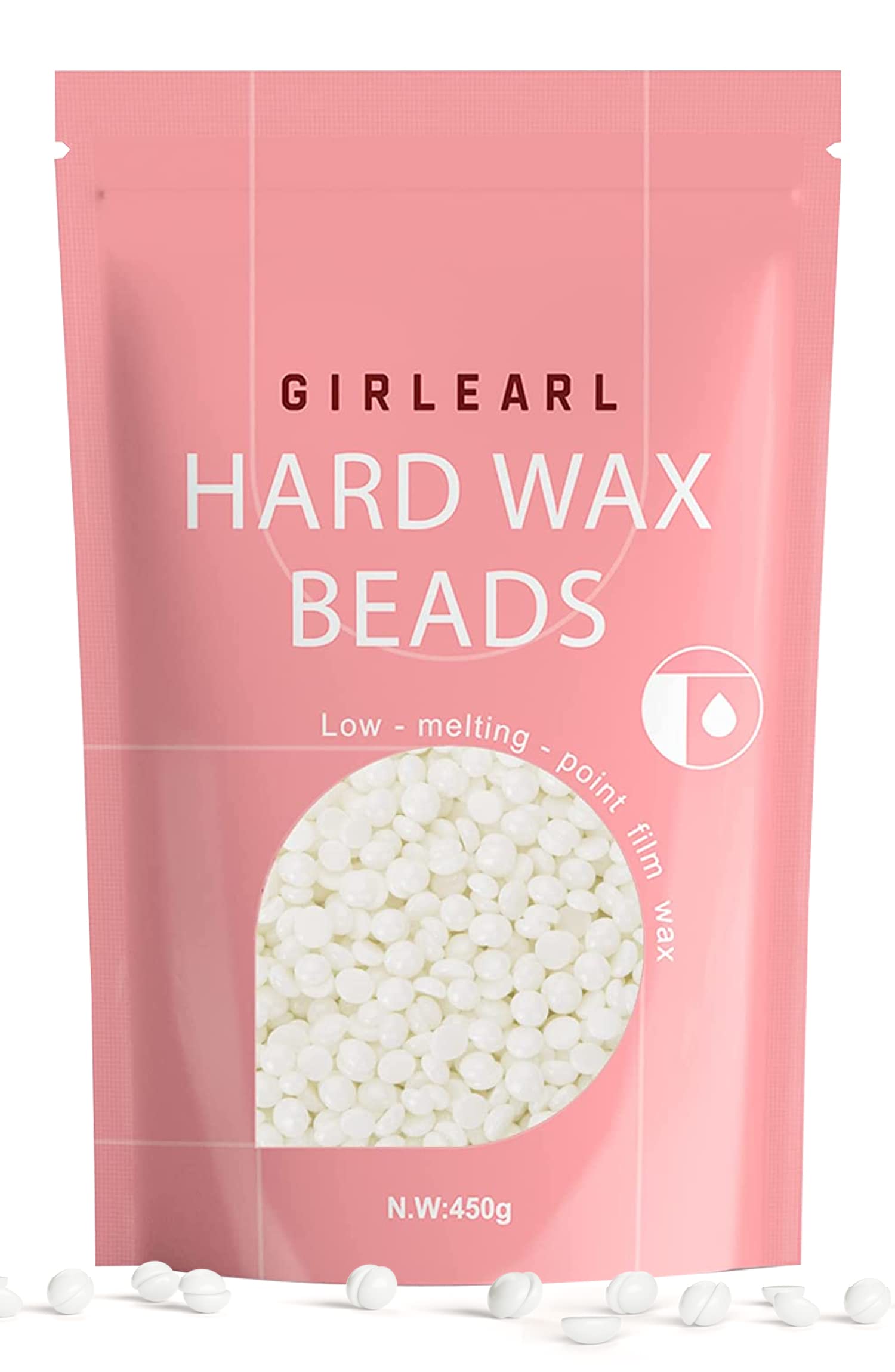 GIRLEARLE 1lb unscented wax beads in pack for at-home waxing.