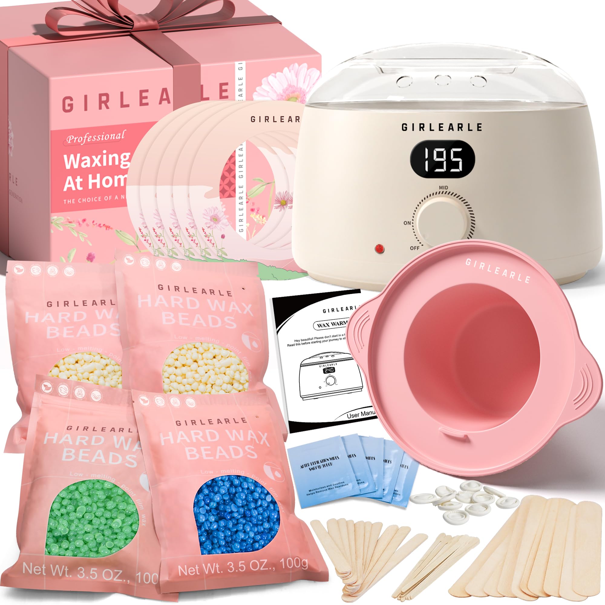 GIRLEARLE digital wax heater with LED display offers precise at-home waxing temp control