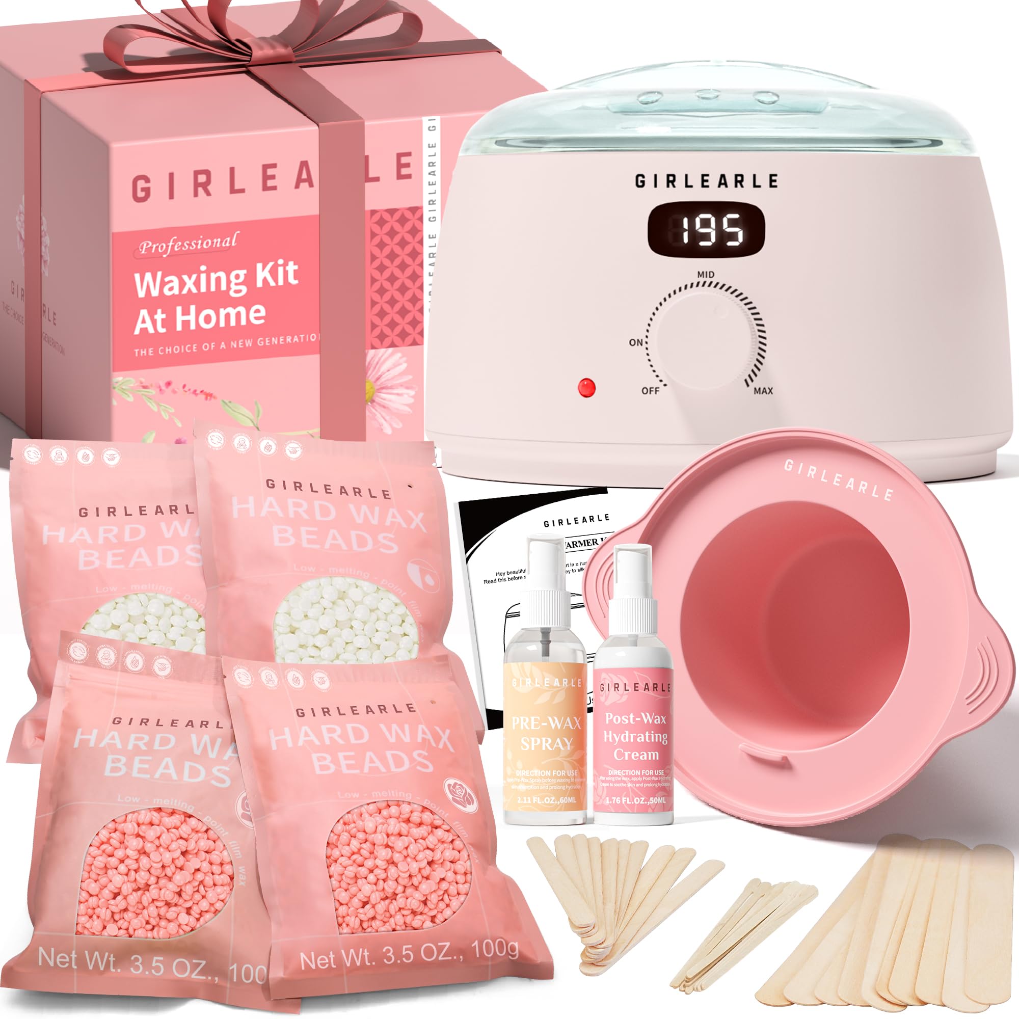 GIRLEARLE digital wax warmer with LED display for precise at-home waxing