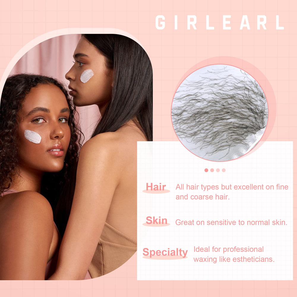 GIRLEARLE facial wax beads for smooth, careful facial waxing.