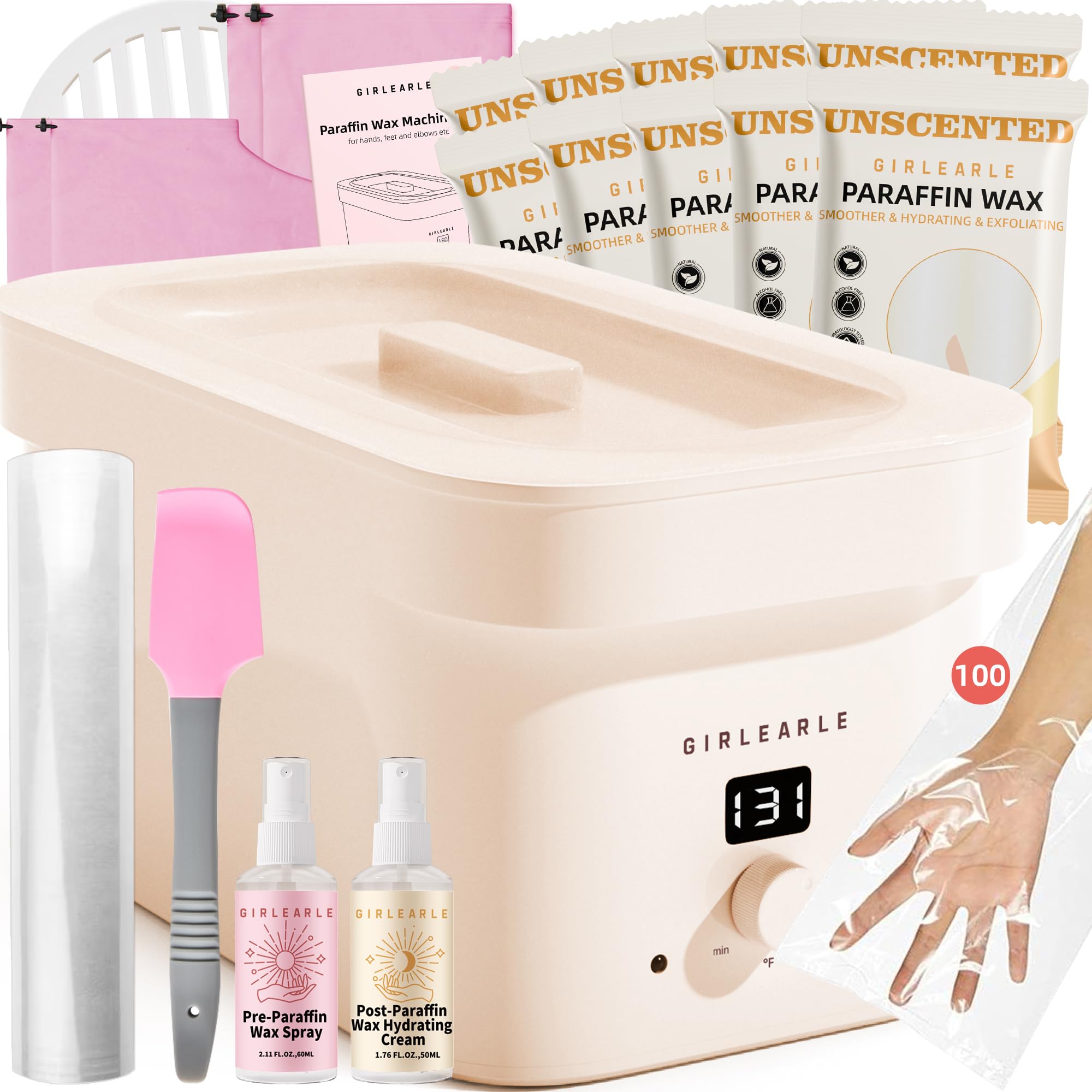 GIRLEARLE paraffin wax machine front view for at-home treatments.